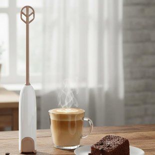 Спінювач молока, батарейки АА, 10000об/хв, 1501 Milk Frother, Біло-бежевий / Капучинатор / Модуль для збивання молока 345603837 фото