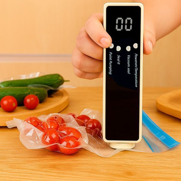 Акумуляторний вакууматор для харчових продуктів, USB, 60 кПа / Бездротовий вакуумний пакувальник для їжі 234592481 фото