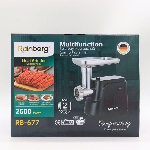 Электрическая мясорубка 2600Вт, Rainberg RB-677 /Кухонная мясорубка / Электро мясорубка шнековая 234569886 фото