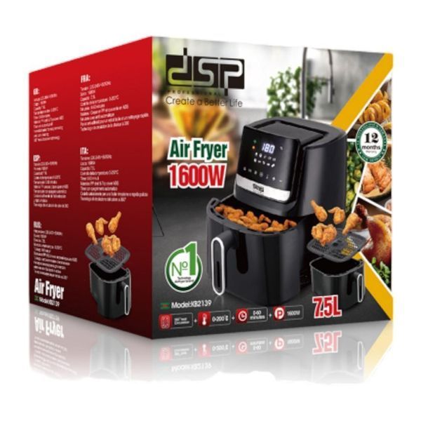 Аерофритюрниця з антипригарним покриттям 1600Вт, 7.5л, DSP KB2139 / Мультипіч / Аерогриль / Міні духовка / Фритюрниця без олії 234581531 фото