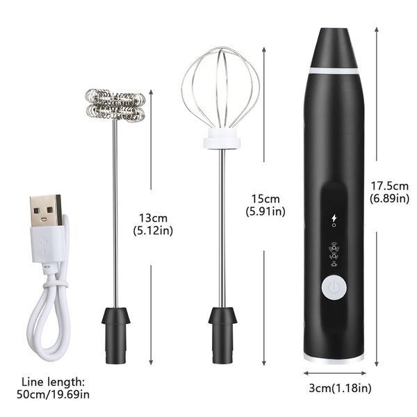 Капучинатор-міксер з USB, Чорний / Спінювач молока / Ручний міні-міксер 234566430 фото