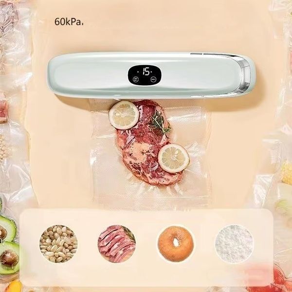 Вакуумний пакувальник харчових продуктів з дисплеєм від мережі + 5 пакетів, Vacuum Sealer, Зелений / Побутовий вакууматор для їжі 23457560901 фото