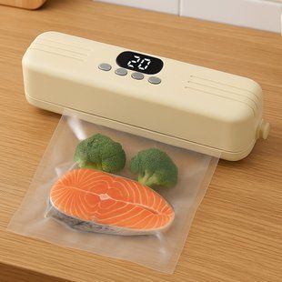 Вакууматор для продуктов + пакеты, с USB, 60 КПа, Бежевый / Вакуумный упаковщик / Аккумуляторный вакууматор для еды 234585345 фото